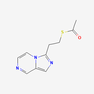 molecular formula C10H11N3OS B8458707 Ethanethioic acid,s-(2-imidazo[1,5-a]pyrazin-3-ylethyl)ester 