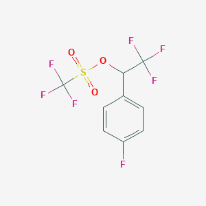 molecular formula C9H5F7O3S B8458787 2,2,2-Trifluoro-1-(4-fluorophenyl)ethyl trifluoromethanesulfonate 