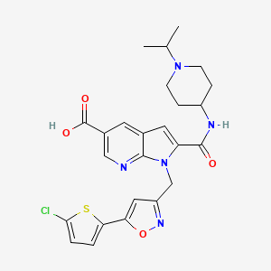 molecular formula C25H26ClN5O4S B8458808 1h-Pyrrolo[2,3-b]pyridine-5-carboxylic acid,1-[[5-(5-chloro-2-thienyl)-3-isoxazolyl]methyl]-2-[[[1-(1-methylethyl)-4-piperidinyl]amino]carbonyl]- 