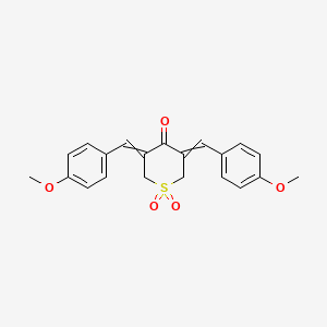 4H-Thiopyran-4-one, tetrahydro-3,5-bis(p-methoxybenzylidene)-, 1,1-dioxide