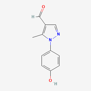 molecular formula C11H10N2O2 B8458997 1-(4-Hydroxyphenyl)-5-methyl-1H-pyrazole-4-carbaldehyde 