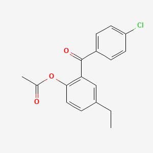 molecular formula C17H15ClO3 B8459306 2-(4-Chlorobenzoyl)-4-ethylphenyl acetate CAS No. 61750-28-5