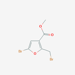 molecular formula C7H6Br2O3 B8459491 Methyl 5-bromo-2-(bromomethyl)furan-3-carboxylate 
