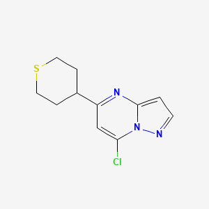 molecular formula C11H12ClN3S B8459504 7-Chloro-5-(tetrahydro-2H-thiopyran-4-yl)pyrazolo[1,5-a]pyrimidine 