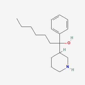 molecular formula C18H29NO B8459512 1-Phenyl-1-(piperidin-3-yl)heptan-1-ol 