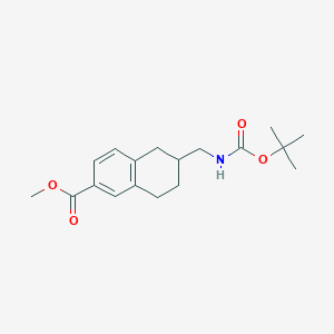 molecular formula C18H25NO4 B8459564 Methyl 6-(((tert-butoxycarbonyl)amino)methyl)-5,6,7,8-tetrahydronaphthalene-2-carboxylate 