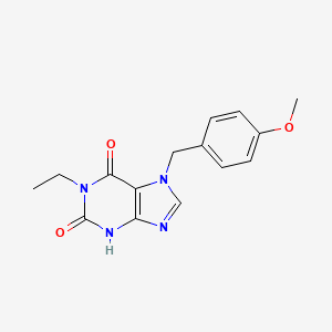 molecular formula C15H16N4O3 B8459624 1-ethyl-3,7-dihydro-7-[(4-methoxyphenyl)methyl]-1H-Purine-2,6-dione CAS No. 630413-93-3