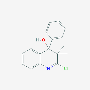 molecular formula C17H16ClNO B8459703 2-Chloro-3,3-dimethyl-4-phenyl-3,4-dihydro-4-quinolinol 