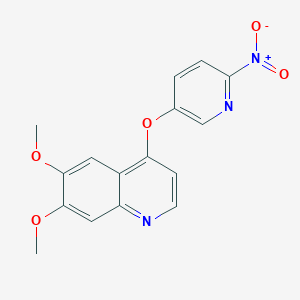 molecular formula C16H13N3O5 B8459752 6,7-Dimethoxy-4-(6-nitropyridin-3-yloxy)quinoline 