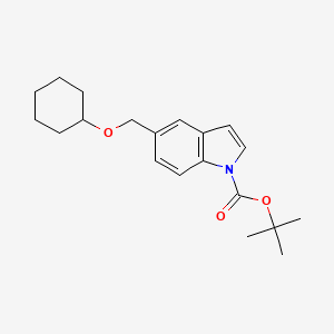 molecular formula C20H27NO3 B8459844 1h-Indole-1-carboxylic acid,5-[(cyclohexyloxy)methyl]-,1,1-dimethylethyl ester 