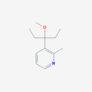 molecular formula C12H19NO B8460139 3-(1-Ethyl-1-methoxy-propyl)-2-methyl-pyridine 