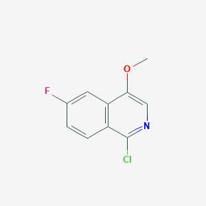 molecular formula C10H7ClFNO B8460143 1-Chloro-6-fluoro-4-methoxyisoquinoline 