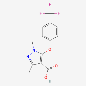 molecular formula C13H11F3N2O3 B8460243 1,3-dimethyl-5-(4-(trifluoromethyl)phenoxy)-1H-pyrazole-4-carboxylic acid 
