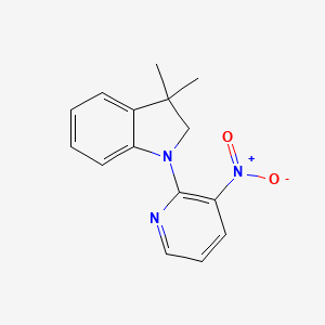 molecular formula C15H15N3O2 B8460265 3,3-Dimethyl-1-(3-nitropyridin-2-yl)-2,3-dihydro-1H-indole CAS No. 870072-64-3