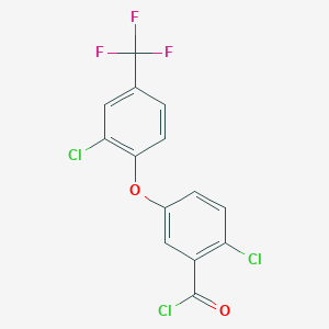 molecular formula C14H6Cl3F3O2 B8460366 2-Chloro-5-[2-chloro-4-(trifluoromethyl)phenoxy]benzoyl chloride CAS No. 80222-79-3