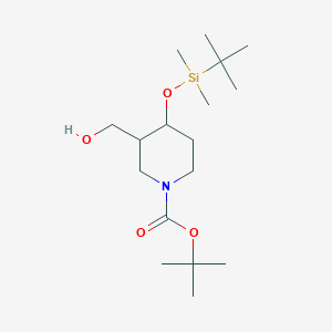 molecular formula C17H35NO4Si B8460572 Tert-butyl 4-(tert-butyldimethylsilyloxy)-3 (hydroxymethyl)piperidine-1-carboxylate 