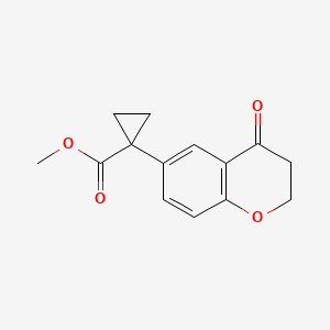 molecular formula C14H14O4 B8460803 Methyl 1-(4-oxochroman-6-yl)cyclopropanecarboxylate 