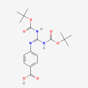 molecular formula C18H25N3O6 B8460886 4-[N',N''-bis(tert-butoxycarbonyl)carbamimidamido]benzoic acid 