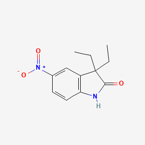 molecular formula C12H14N2O3 B8461031 3,3-Diethyl-5-nitro-1,3-dihydro-indol-2-one 