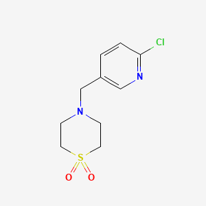 molecular formula C10H13ClN2O2S B8461043 4-[(6-Chloropyridin-3-yl)methyl]thiomorpholine 1,1-dioxide 