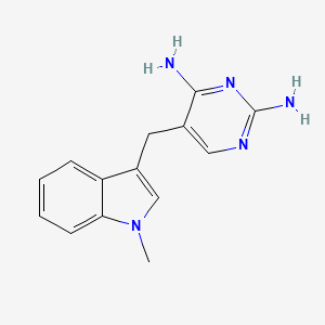 molecular formula C14H15N5 B8461108 5-[(1-Methyl-1H-indol-3-yl)methyl]pyrimidine-2,4-diamine CAS No. 86295-69-4