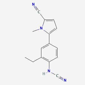 molecular formula C15H14N4 B8461161 [4-(5-cyano-1-methyl-1H-pyrrol-2-yl)-2-ethylphenyl]cyanamide CAS No. 921631-55-2