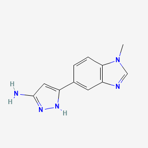 molecular formula C11H11N5 B8461190 5-(1-methyl-1H-benzo[d]imidazol-5-yl)-1H-pyrazol-3-amine 