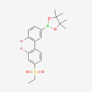 molecular formula C20H23BF2O4S B8461226 2-(4'-(Ethylsulfonyl)-2',6-difluoro-[1,1'-biphenyl]-3-yl)-4,4,5,5-tetramethyl-1,3,2-dioxaborolane 