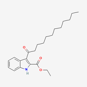 1H-Indole-2-carboxylic acid, 3-(1-oxododecyl)-, ethyl ester
