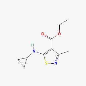 molecular formula C10H14N2O2S B8461269 5-Cyclopropylamino-3-methyl-isothiazole-4-carboxylic acid ethyl ester 