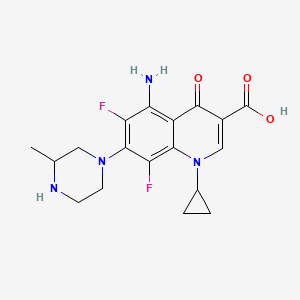 molecular formula C18H20F2N4O3 B8461317 3-Quinolinecarboxylic acid, 1,4-dihydro-5-amino-1-cyclopropyl-6,8-difluoro-7-(3-methyl-1-piperazinyl)-4-oxo- CAS No. 110871-85-7