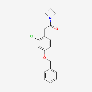 molecular formula C18H18ClNO2 B8461458 1-(Azetidin-1-yl)-2-[4-(benzyloxy)-2-chlorophenyl]ethanone 