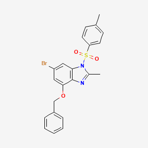 molecular formula C22H19BrN2O3S B8461472 4-(Benzyloxy)-6-bromo-2-methyl-1-tosylbenzimidazole 