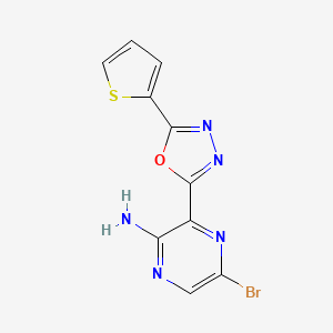 molecular formula C10H6BrN5OS B8461526 5-Bromo-3-(5-(thiophen-2-yl)-1,3,4-oxadiazol-2-yl)pyrazin-2-amine CAS No. 1232423-66-3
