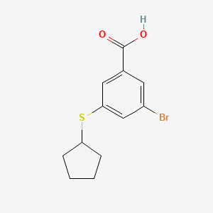 molecular formula C12H13BrO2S B8461539 3-Bromo-5-(cyclopentylthio)benzoic acid 