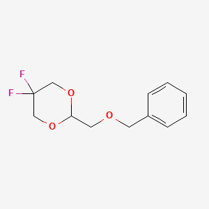 molecular formula C12H14F2O3 B8461566 1,3-Dioxane, 5,5-difluoro-2-[(phenylmethoxy)methyl]- 