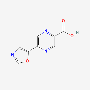 molecular formula C8H5N3O3 B8461579 5-Oxazol-5-yl-pyrazine-2-carboxylic acid 