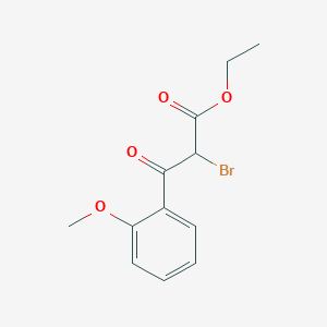 molecular formula C12H13BrO4 B8461689 Benzenepropanoic acid, alpha-bromo-2-methoxy-beta-oxo-, ethyl ester 