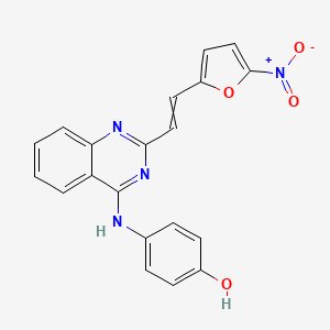 molecular formula C20H14N4O4 B8461718 4-({2-[2-(5-Nitrofuran-2-yl)ethenyl]quinazolin-4-yl}amino)phenol CAS No. 60452-41-7