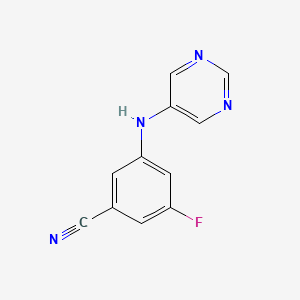 molecular formula C11H7FN4 B8461997 3-Fluoro-5-(pyrimidin-5-ylamino)benzonitrile 