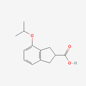molecular formula C13H16O3 B8462208 4-(2-Propyl)oxyindan-2-carboxylic acid 