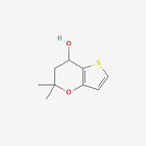 molecular formula C9H12O2S B8462287 5,6-Dihydro-7-hydroxy-5,5-dimethyl-7H-thieno[3,2-b]pyran 