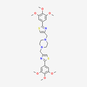 molecular formula C30H36N4O6S2 B8462320 N,N'-bis[[2-(3,4,5-Trimethoxyphenyl)thiazol-4-yl]methyl]piperazine CAS No. 473843-86-6