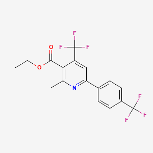 molecular formula C17H13F6NO2 B8462328 2-Methyl-4-trifluoromethyl-6-(4-trifluoromethyl-phenyl)-nicotinic acid ethyl ester 