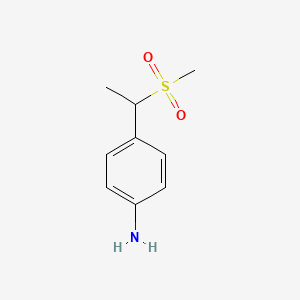 molecular formula C9H13NO2S B8462350 4-(1-Methanesulfonyl-ethyl)-phenylamine 