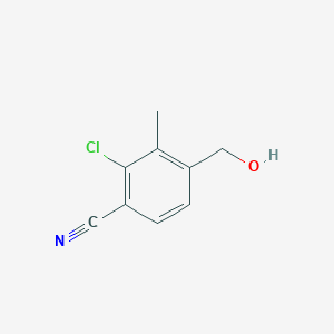 molecular formula C9H8ClNO B8462383 2-Chloro-4-(hydroxymethyl)-3-methylbenzonitrile 