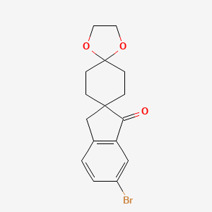 molecular formula C16H17BrO3 B8462430 6-Bromodispiro[indene-2,1'-cyclohexane-4',2''-[1,3]dioxolan]-1(3H)-one 