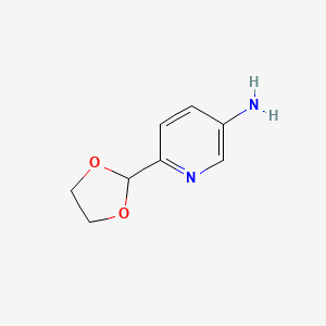 molecular formula C8H10N2O2 B8462509 2-(1,3-Dioxolanyl)-5-aminopyridine 