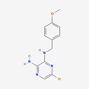 molecular formula C12H13BrN4O B8462603 5-Bromo-N~3~-[(4-methoxyphenyl)methyl]pyrazine-2,3-diamine CAS No. 827602-53-9