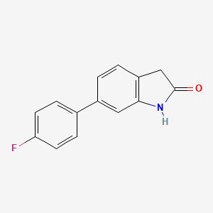 molecular formula C14H10FNO B8462673 6-(4-Fluorophenyl)-1,3-dihydro-2H-indol-2-one CAS No. 258831-98-0